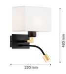 Wall lamps for bedrooms - Argon BILL wall lamp 2 pł. 1x15W (max) + 1x4.5W white matte black 1051 - product 3