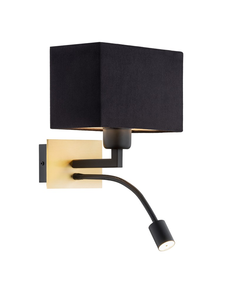 Wall lamps for bedrooms - Argon BILL wall lamp 2 fl. 1x15W (max) + 1x4.5W black brushed brass 1041 - product kolory-swiatla.pl 1