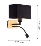 Argon BILL kinkiet 2 pł. 1x15W (max) + 1x4.5W czarny mosiądz szczotkowany 1041