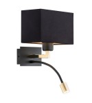 Wall lamps for bedrooms - Argon BILL wall lamp 2 fl. 1x15W (max) + 1x4.5W black matte black 1042 - product 1