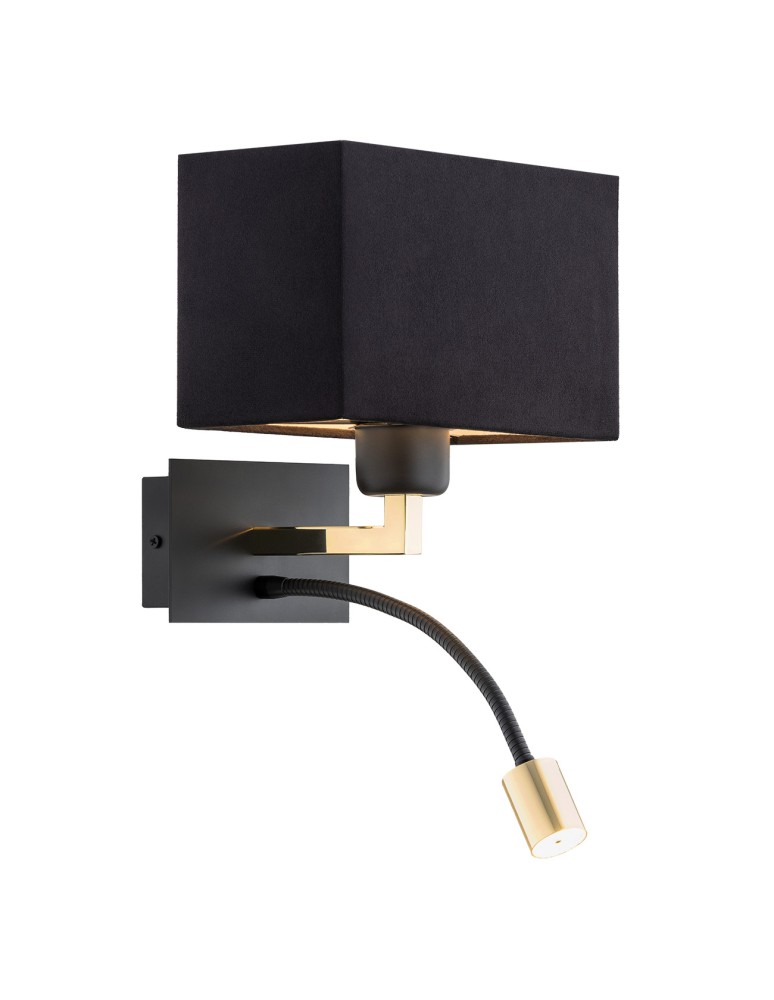 Wall lamps for bedrooms - Argon BILL wall lamp 2 fl. 1x15W (max) + 1x4.5W black matte black 1042 - product kolory-swiatla.pl 1