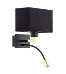 Wall lamps for bedrooms - Argon BILL wall lamp 2 fl. 1x15W (max) + 1x4.5W black matte black 1042 - product 2