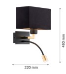Wall lamps for bedrooms - Argon BILL wall lamp 2 fl. 1x15W (max) + 1x4.5W black matte black 1042 - product 3