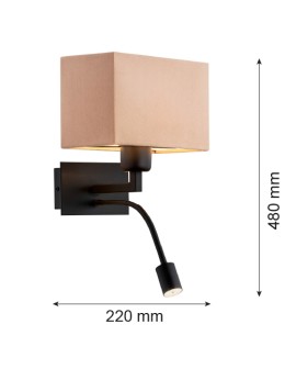 Argon BILL kinkiet 2 pł. 1x15W (max) + 1x4.5W beżowy czarny mat 1043 - produkt 2