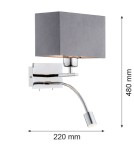 Argon BILL kinkiet 2 pł. 1x15W (max) + 1x4.5W ciemnoszary chrom 1053