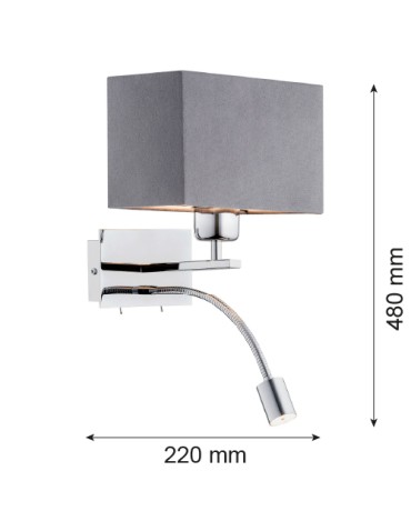 Argon BILL wall lamp 2 pł. 1x15W (max) + 1x4.5W dark grey chrome 1053 - product 2