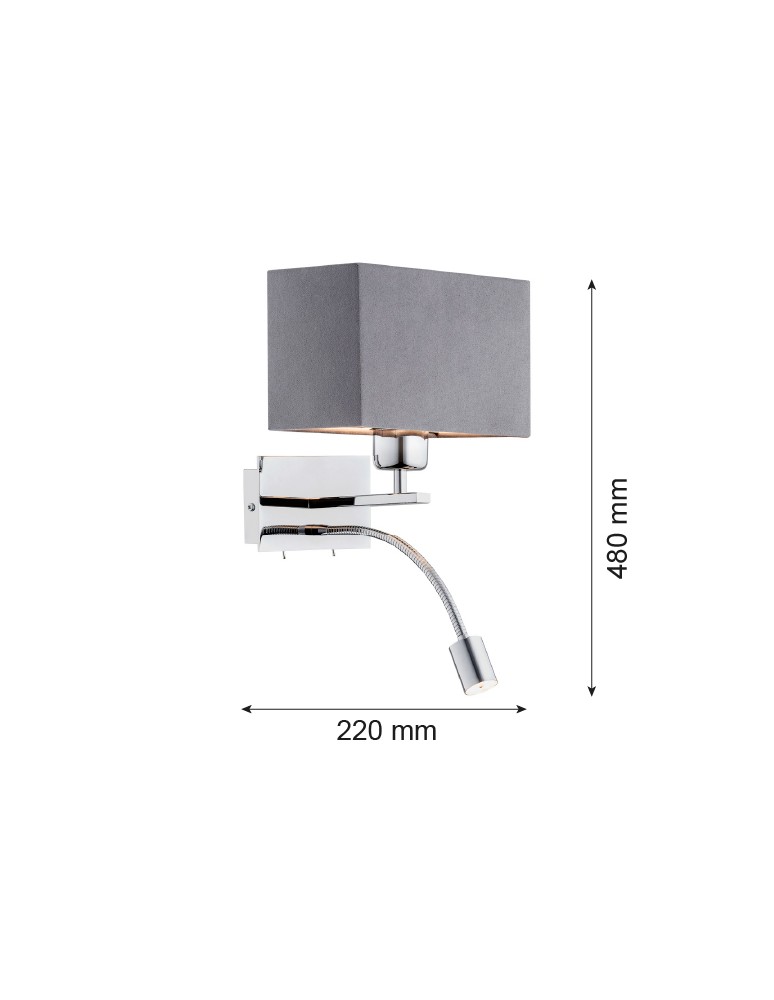 Argon BILL kinkiet 2 pł. 1x15W (max) + 1x4.5W ciemnoszary chrom 1053