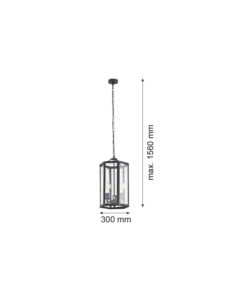 Argon BODRUM lampa wisząca 3 pł. 3x15W (max) czarny struktura 1253