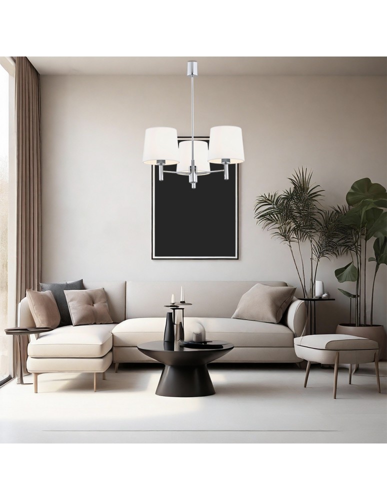 3-point chandelier - Argon BOLZANO PLUS 3 fl. chandelier 3x15W (max) cream chrome 6114 - product kolory-swiatla.pl 2