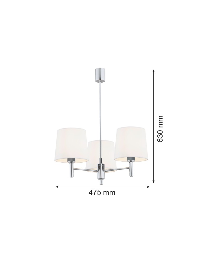 3-point chandelier - Argon BOLZANO PLUS 3 fl. chandelier 3x15W (max) cream chrome 6114 - product kolory-swiatla.pl 3