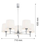 5-point chandeliers - Argon BOLZANO PLUS chandelier 5 fl. 5x15W (max) cream chrome 2110 - product 3