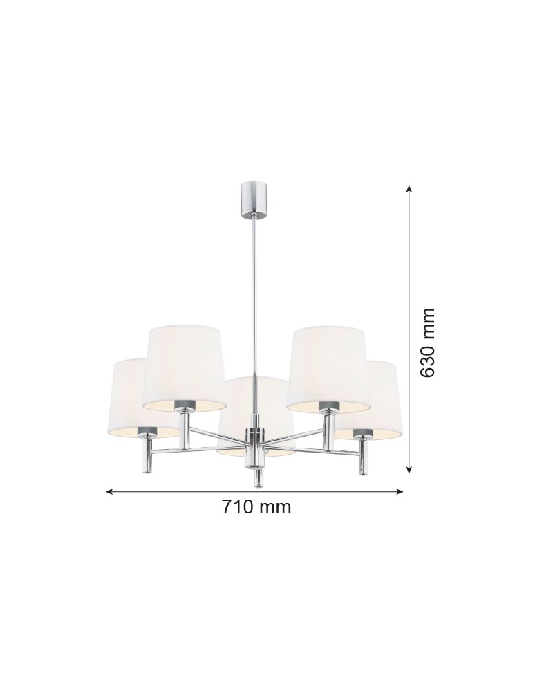 5-point chandeliers - Argon BOLZANO PLUS chandelier 5 fl. 5x15W (max) cream chrome 2110 - product kolory-swiatla.pl 3