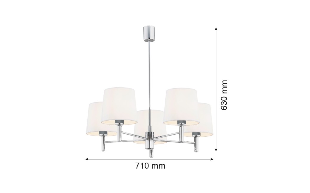 Argon BOLZANO PLUS żyrandol 5 pł. 5x15W (max) śmietankowy chrom 2110