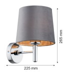 Wall lamps with lampshade - Argon BOLZANO PLUS wall lamp 1 pł. 1x15W (max) dark grey chrome 4725 - product 9