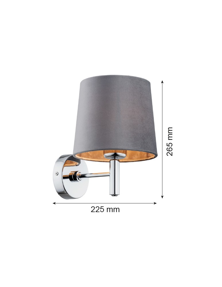 Wall lamps with lampshade - Argon BOLZANO PLUS wall lamp 1 pł. 1x15W (max) dark grey chrome 4725 - product kolory-swiatla.pl 9