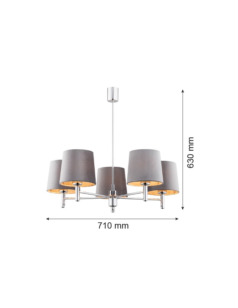 5-point chandeliers - Argon BOLZANO PLUS chandelier 5 fl. 5x15W (max) dark grey chrome 2108 - product kolory-swiatla.pl 6