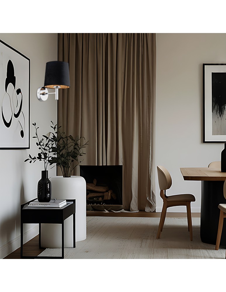 Wall lamps with lampshade - Argon BOLZANO PLUS wall lamp 1 pł. 1x15W (max) black chrome 4726 - product kolory-swiatla.pl 2