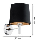 Wall lamps with lampshade - Argon BOLZANO PLUS wall lamp 1 pł. 1x15W (max) black chrome 4726 - product 5