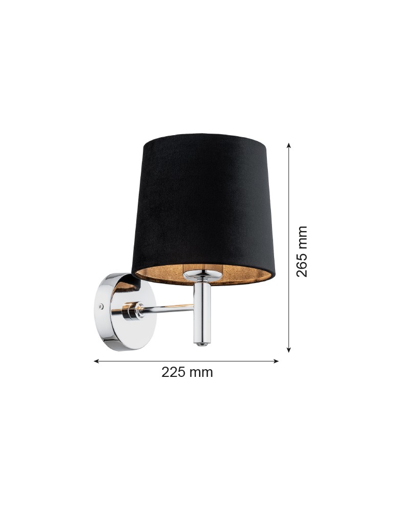 Wall lamps with lampshade - Argon BOLZANO PLUS wall lamp 1 pł. 1x15W (max) black chrome 4726 - product kolory-swiatla.pl 5