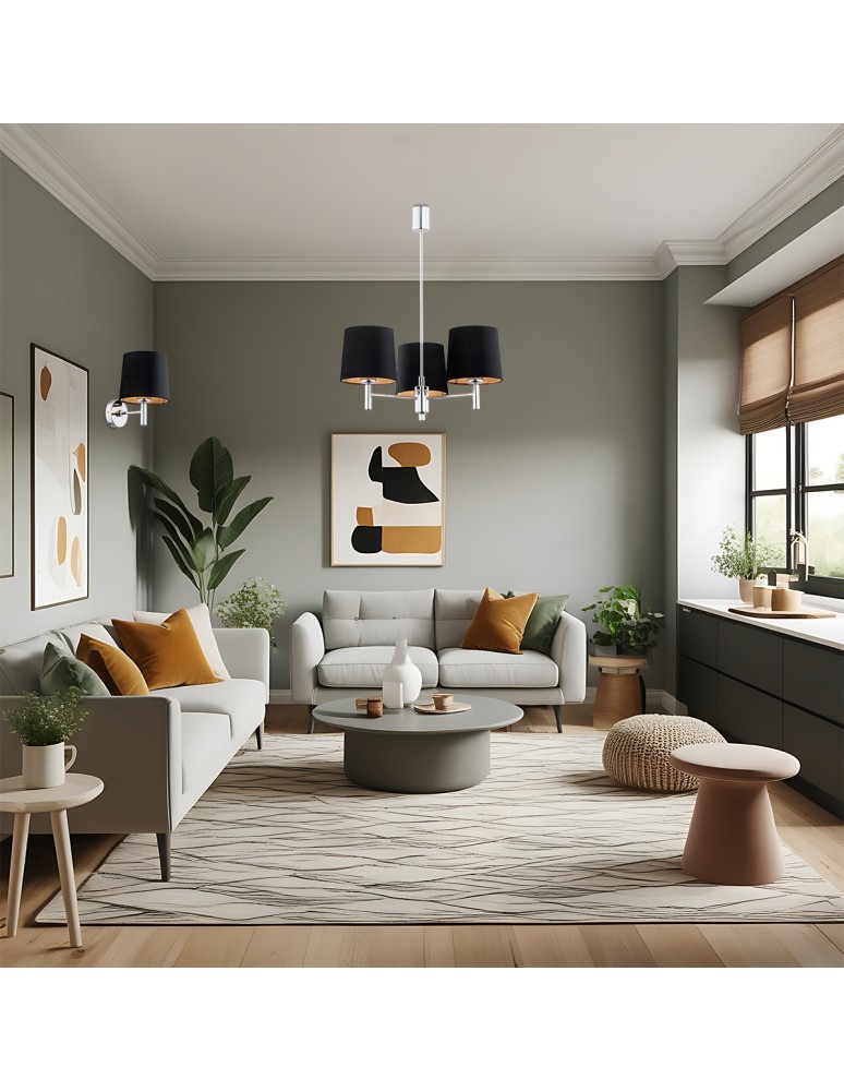 3-point chandelier - Argon BOLZANO PLUS 3 fl. chandelier 3x15W (max) black chrome 6108 - product kolory-swiatla.pl 2