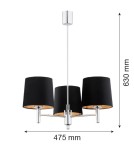 3-point chandelier - Argon BOLZANO PLUS 3 fl. chandelier 3x15W (max) black chrome 6108 - product 6
