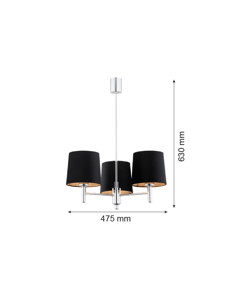 3-point chandelier - Argon BOLZANO PLUS 3 fl. chandelier 3x15W (max) black chrome 6108 - product kolory-swiatla.pl 6
