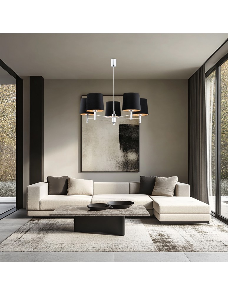 5-point chandeliers - Argon BOLZANO PLUS chandelier 5 fl. 5x15W (max) black chrome 2104 - product kolory-swiatla.pl 2