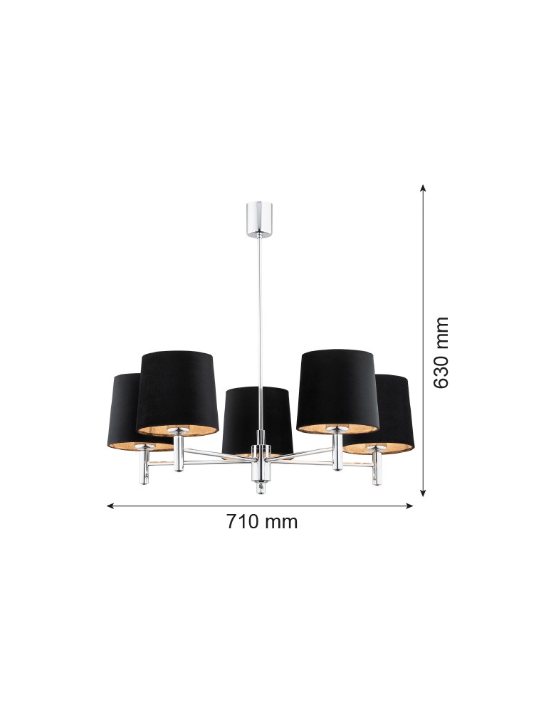 5-point chandeliers - Argon BOLZANO PLUS chandelier 5 fl. 5x15W (max) black chrome 2104 - product kolory-swiatla.pl 6