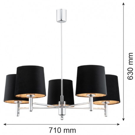 Argon BOLZANO PLUS żyrandol 5 pł. 5x15W (max) czarny chrom 2104