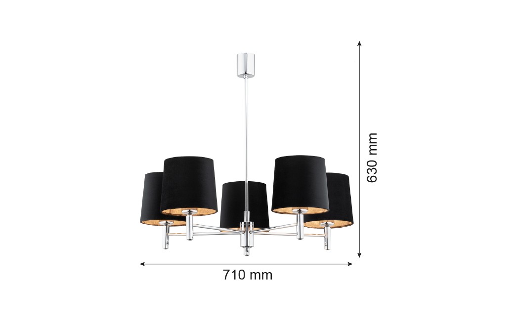 Argon BOLZANO PLUS żyrandol 5 pł. 5x15W (max) czarny chrom 2104
