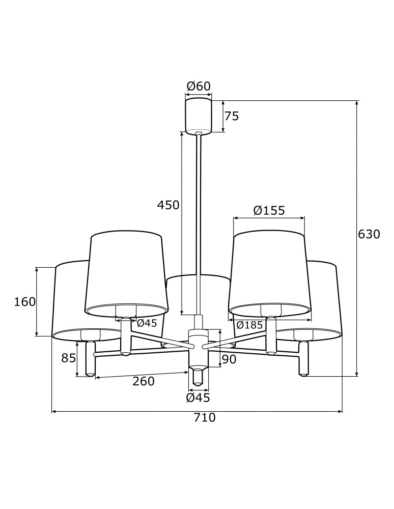 5-point chandeliers - Argon BOLZANO PLUS chandelier 5 fl. 5x15W (max) black chrome 2104 - product kolory-swiatla.pl 7