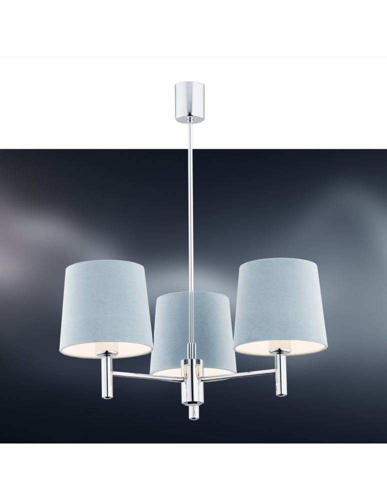 3-point chandelier - Argon BOLZANO 3 fl. chandelier 3x15W (max) blue chrome 1383 - product kolory-swiatla.pl 2