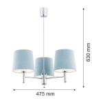 3-point chandelier - Argon BOLZANO 3 fl. chandelier 3x15W (max) blue chrome 1383 - product 3
