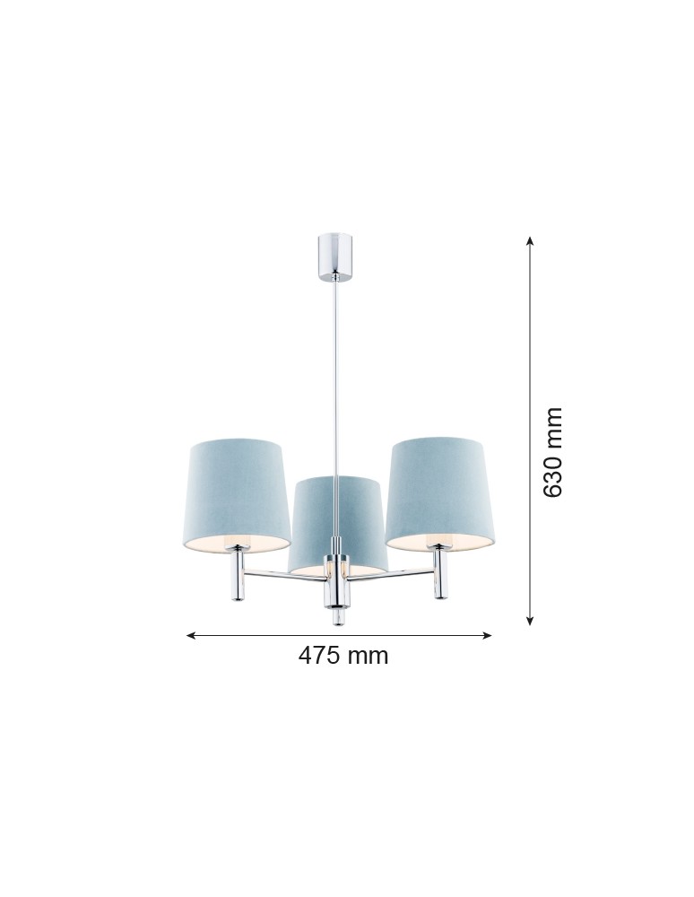 3-point chandelier - Argon BOLZANO 3 fl. chandelier 3x15W (max) blue chrome 1383 - product kolory-swiatla.pl 3