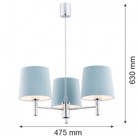 Argon BOLZANO żyrandol 3 pł. 3x15W (max) błękitny chrom 1383