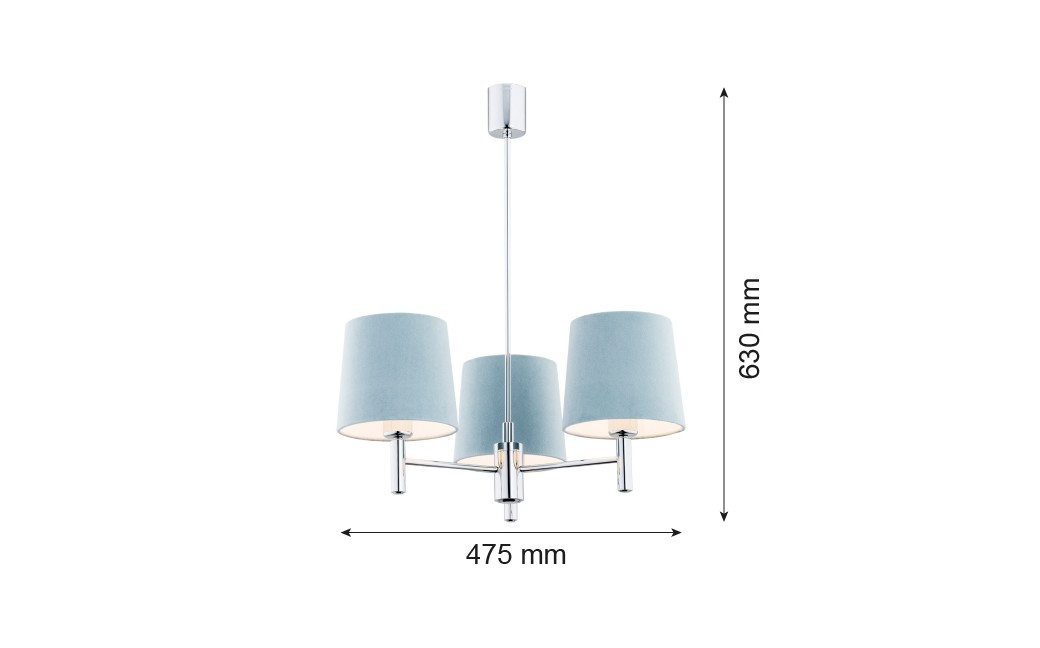 Argon BOLZANO żyrandol 3 pł. 3x15W (max) błękitny chrom 1383