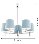5-point chandeliers - Argon BOLZANO 5 fl. chandelier 5x15W (max) blue chrome 2076 - product 2