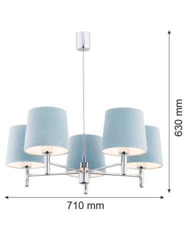 Argon BOLZANO 5 fl. chandelier 5x15W (max) blue chrome 2076 - product 2