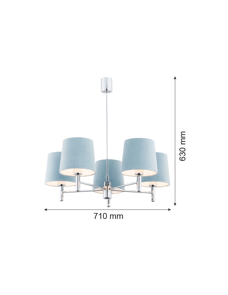 5-point chandeliers - Argon BOLZANO 5 fl. chandelier 5x15W (max) blue chrome 2076 - product kolory-swiatla.pl 2