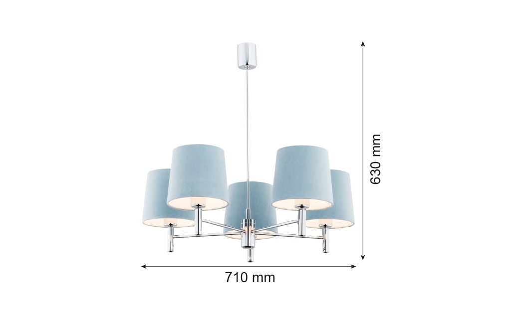 Argon BOLZANO żyrandol 5 pł. 5x15W (max) błękitny chrom 2076