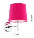 Wall lamps with lampshade - Argon BOLZANO wall lamp 1 pł. 1x15W (max) pink chrome 3909 - product 3