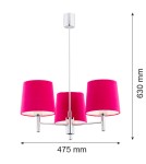 3-point chandelier - Argon BOLZANO 3 fl. chandelier 3x15W (max) pink chrome 1382 - product 3