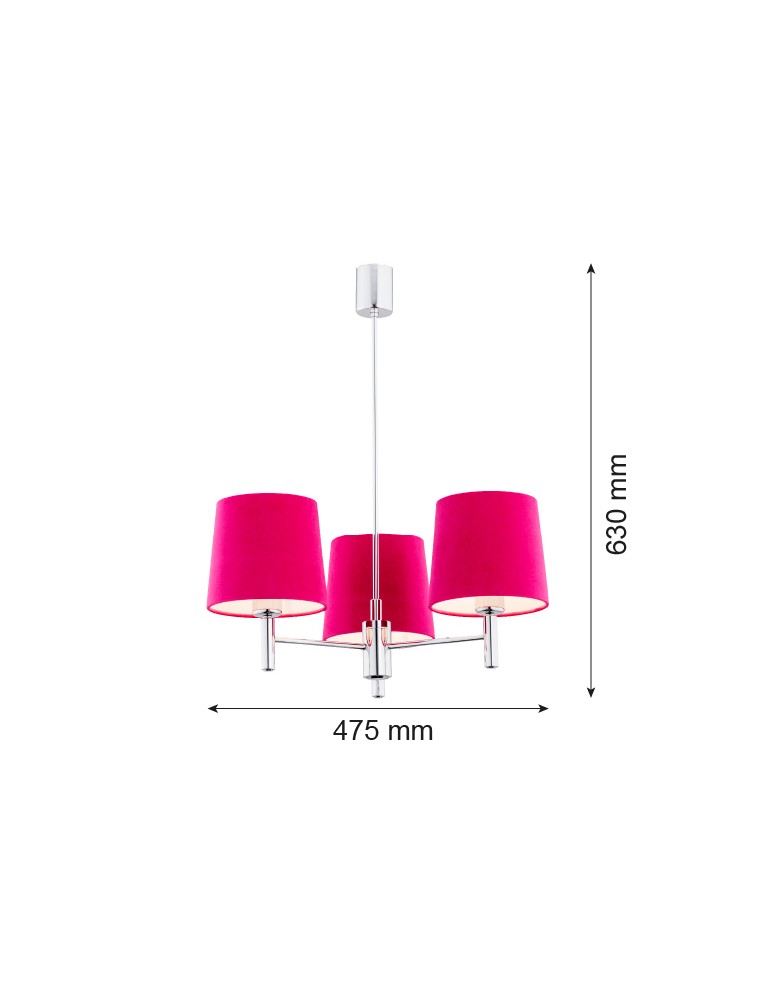 3-point chandelier - Argon BOLZANO 3 fl. chandelier 3x15W (max) pink chrome 1382 - product kolory-swiatla.pl 3