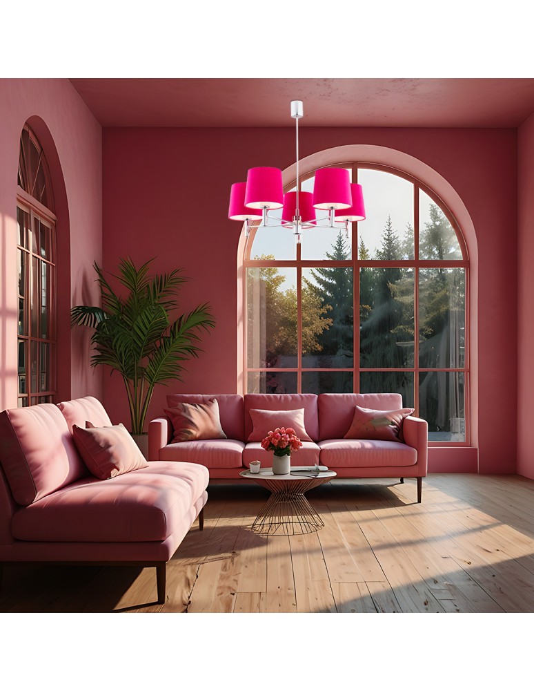 5-point chandeliers - Argon BOLZANO 5 fl. chandelier 5x15W (max) pink chrome 2075 - product kolory-swiatla.pl 2