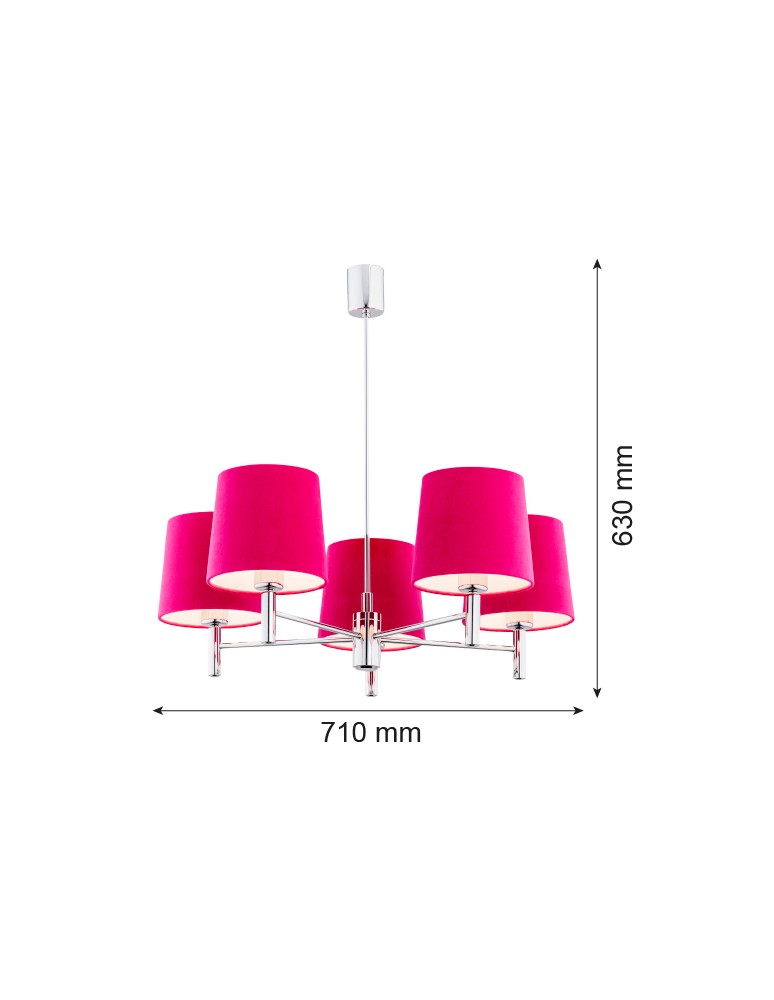 5-point chandeliers - Argon BOLZANO 5 fl. chandelier 5x15W (max) pink chrome 2075 - product kolory-swiatla.pl 3