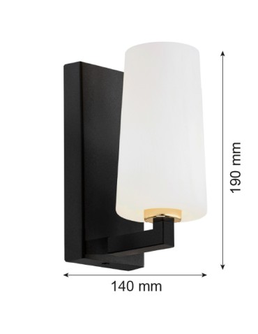 Argon CAMELOT PLUS wall lamp 1 pł. 1x15W (max) opal mat black mat 8056 - product 2