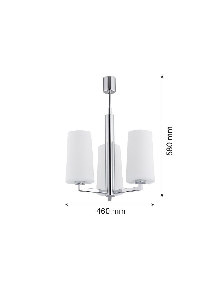 3-point chandelier - Argon CAMELOT 3 fl. chandelier 3x15W (max) chrome frame opal matt lampshades 1224 - product kolory-swiatla.pl 3