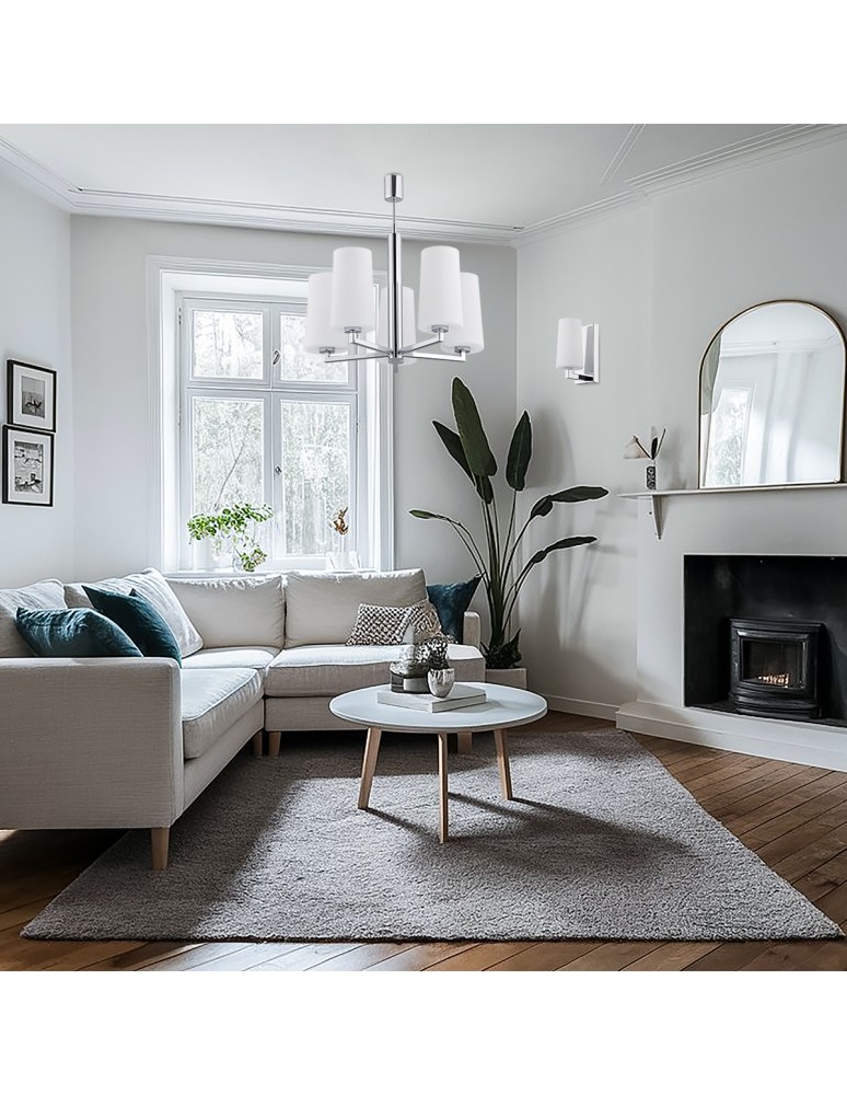 5-point chandeliers - Argon CAMELOT gyro 5 pł. 5x15W (max) chrome frame opal mat lampshades 2053 - product kolory-swiatla.pl 2