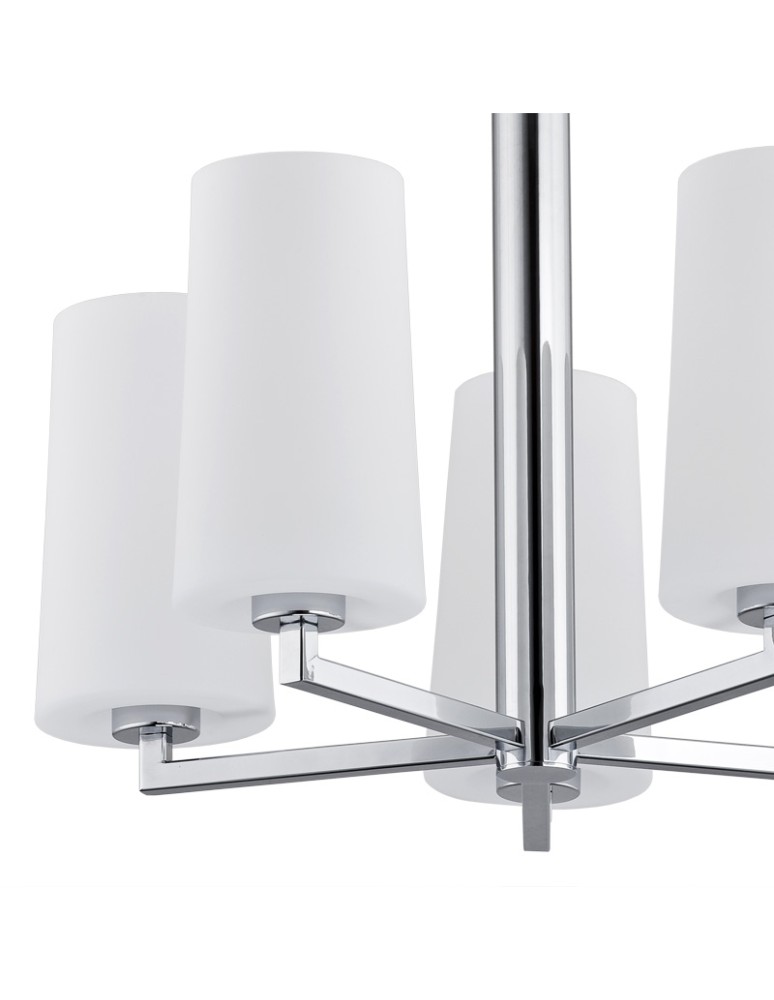 5-point chandeliers - Argon CAMELOT gyro 5 pł. 5x15W (max) chrome frame opal mat lampshades 2053 - product kolory-swiatla.pl 3