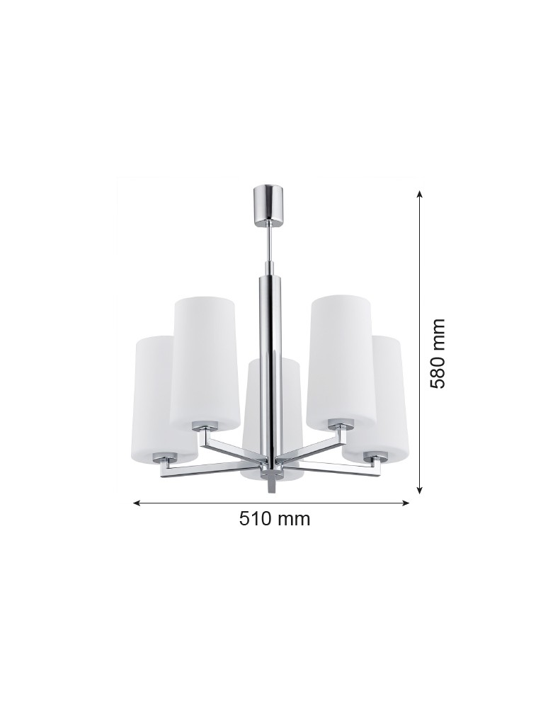 5-point chandeliers - Argon CAMELOT gyro 5 pł. 5x15W (max) chrome frame opal mat lampshades 2053 - product kolory-swiatla.pl 4